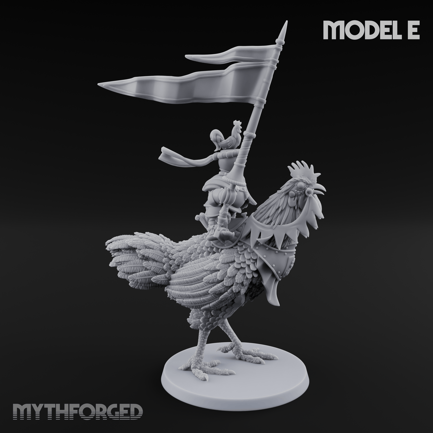 Regally Mounted Halfling Chicken Riders E Miniature for Dungeons and Dragons, Pathfinder or other TTRPGs