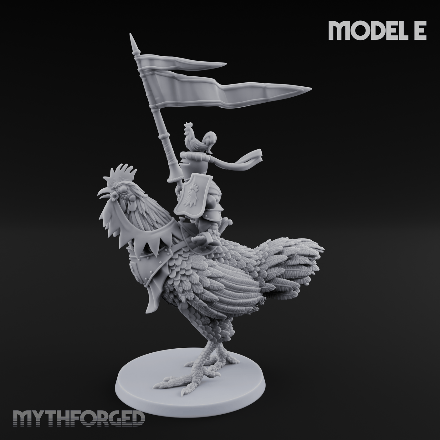 Regally Mounted Halfling Chicken Riders E Miniature for Dungeons and Dragons, Pathfinder or other TTRPGs