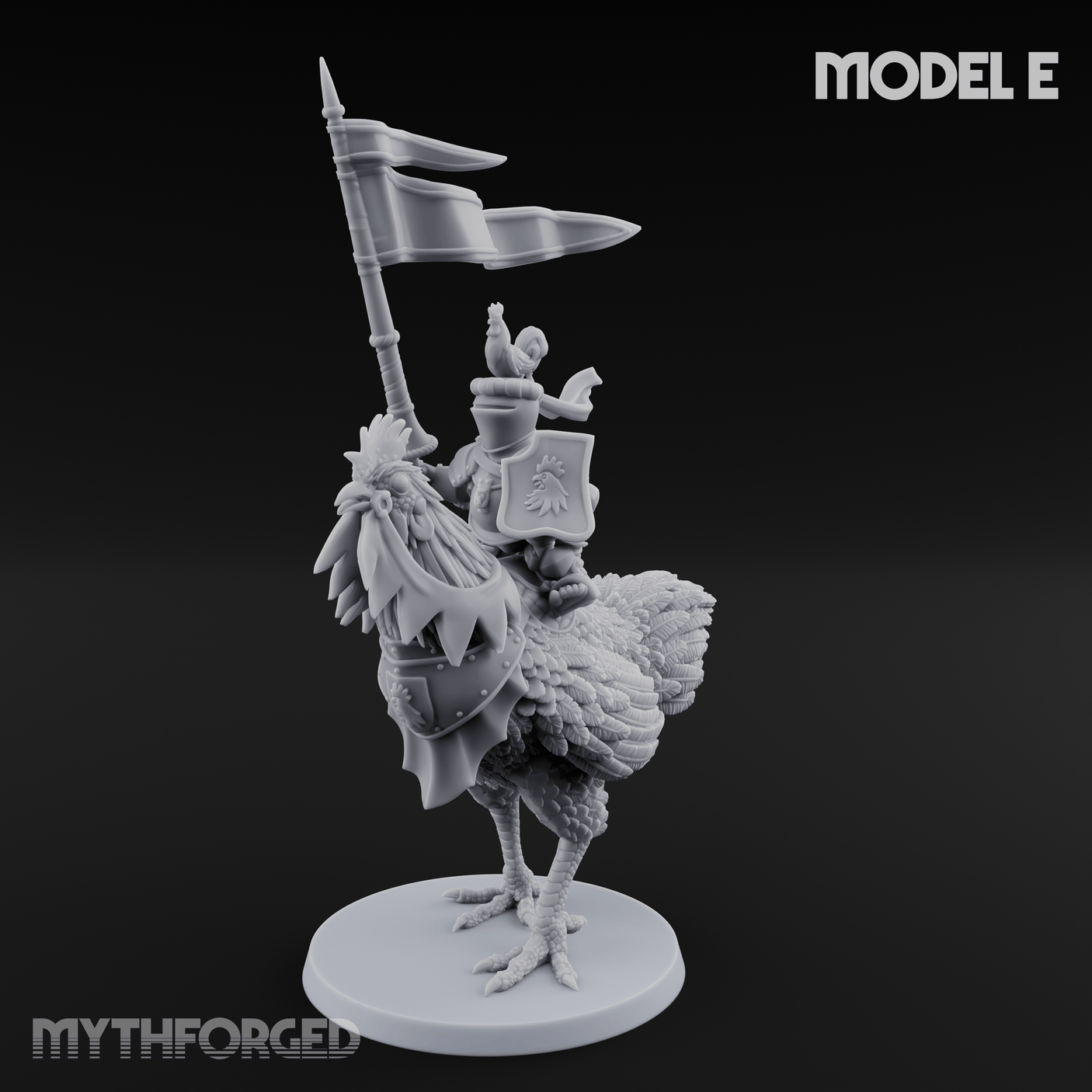 Regally Mounted Halfling Chicken Riders E Miniature for Dungeons and Dragons, Pathfinder or other TTRPGs