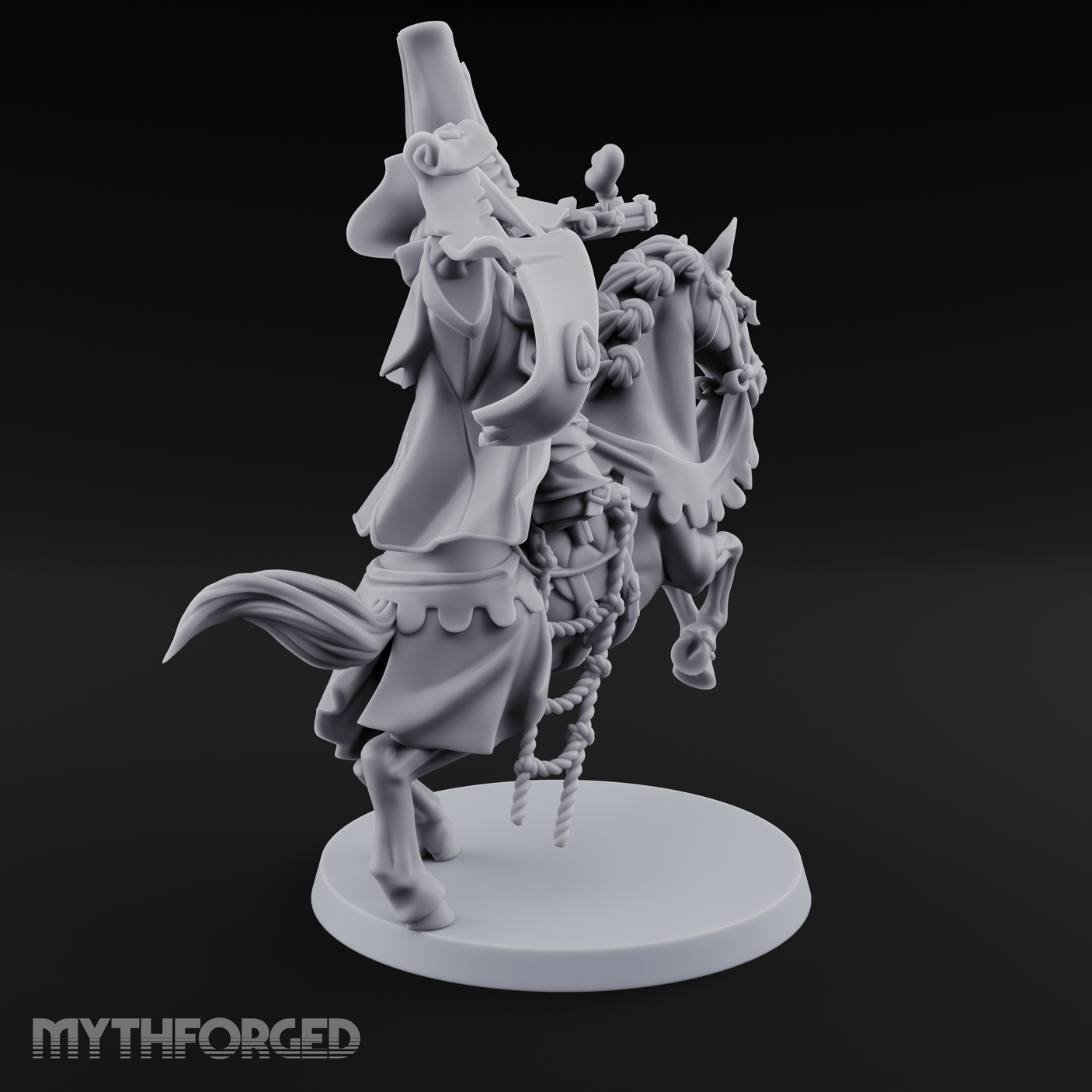 Pistol Waving Mounted Halfling Inquisitor Miniature for Dungeons and Dragons, Pathfinder or other TTRPGs