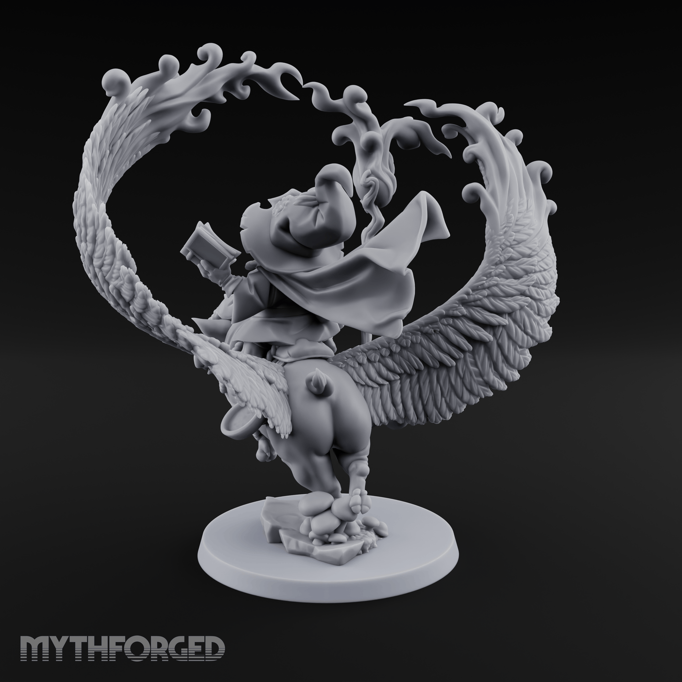 Rainbow Pig Riding Halfling Mage Miniature for Dungeons and Dragons, Pathfinder or other TTRPGs