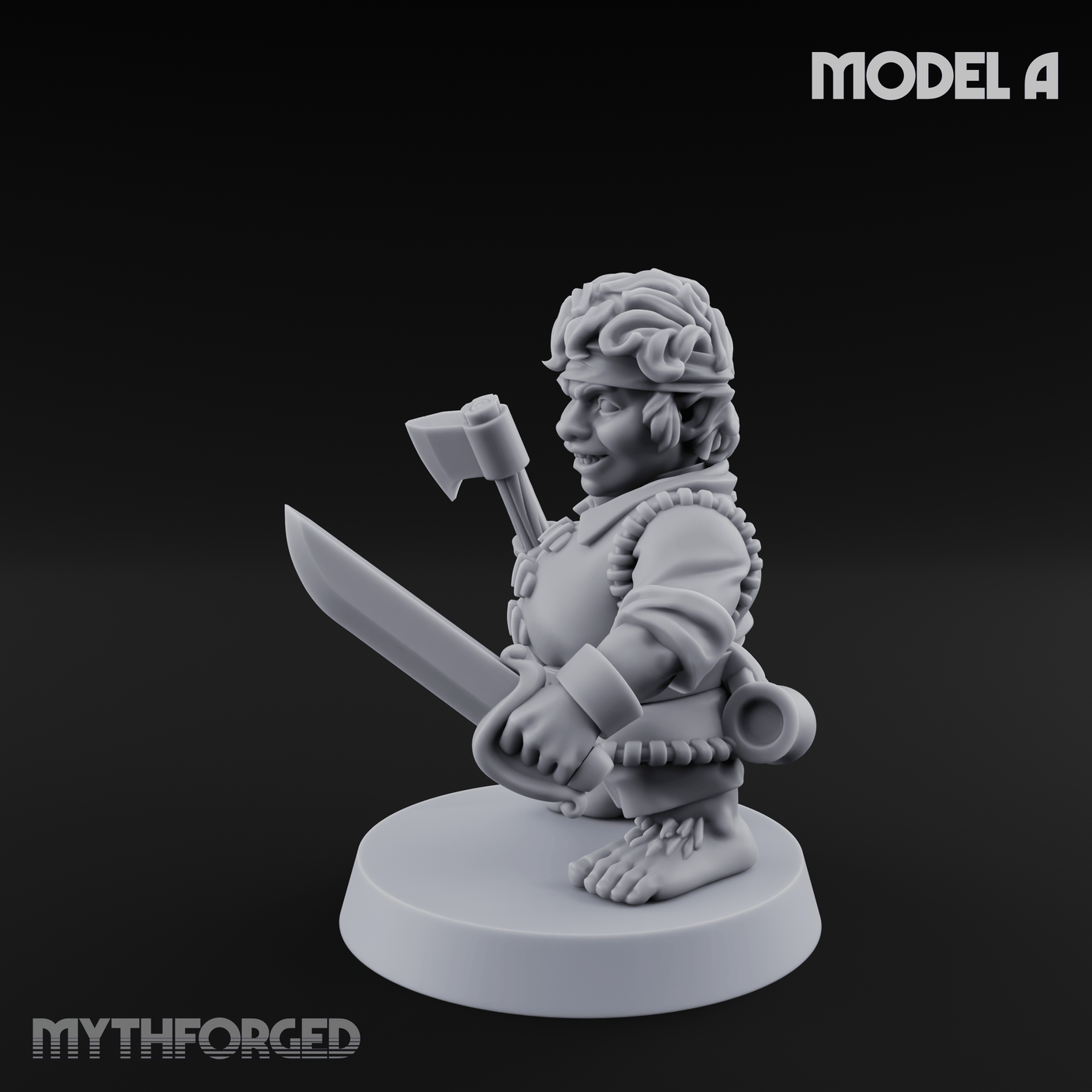 Makeshift Weapons Held High Halfling Militia A Miniature for Dungeons and Dragons, Pathfinder or other TTRPGs