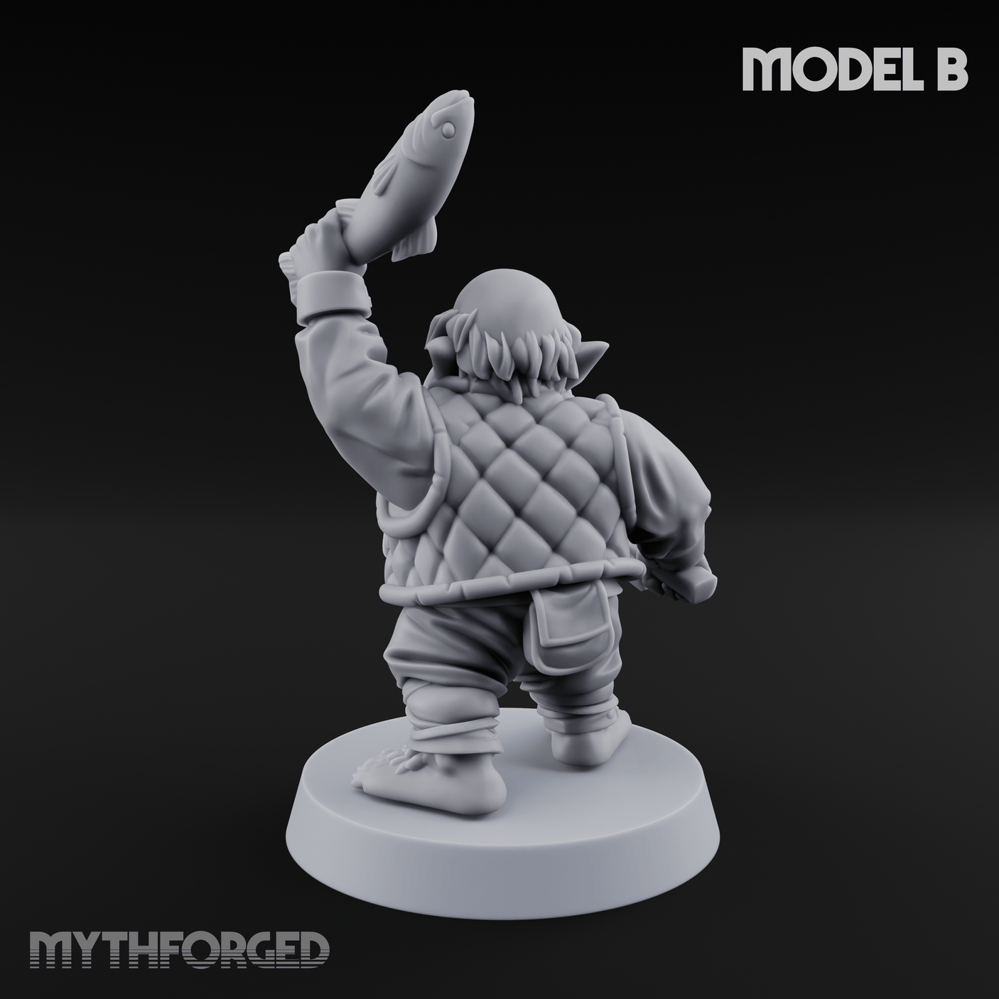 Makeshift Weapons Held High Halfling Militia B Miniature for Dungeons and Dragons, Pathfinder or other TTRPGs