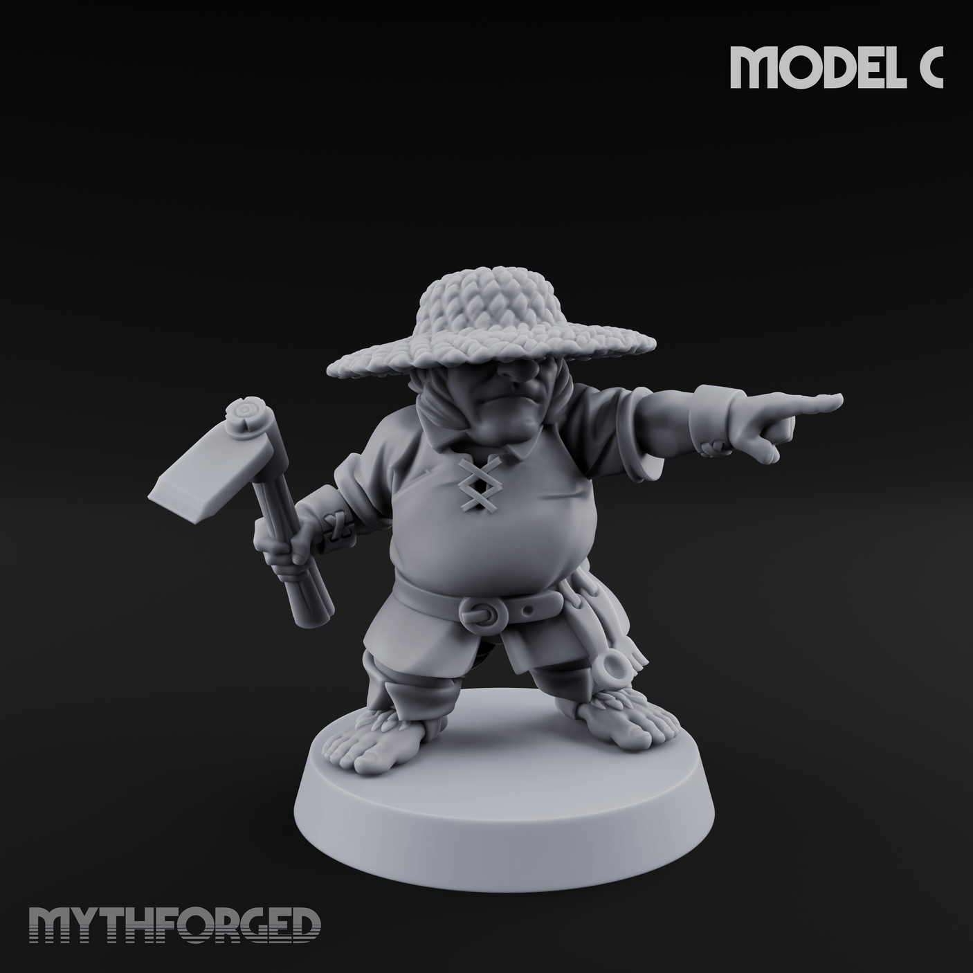 Makeshift Weapons Held High Halfling Militia Miniature for Dungeons and Dragons, Pathfinder or other TTRPGs