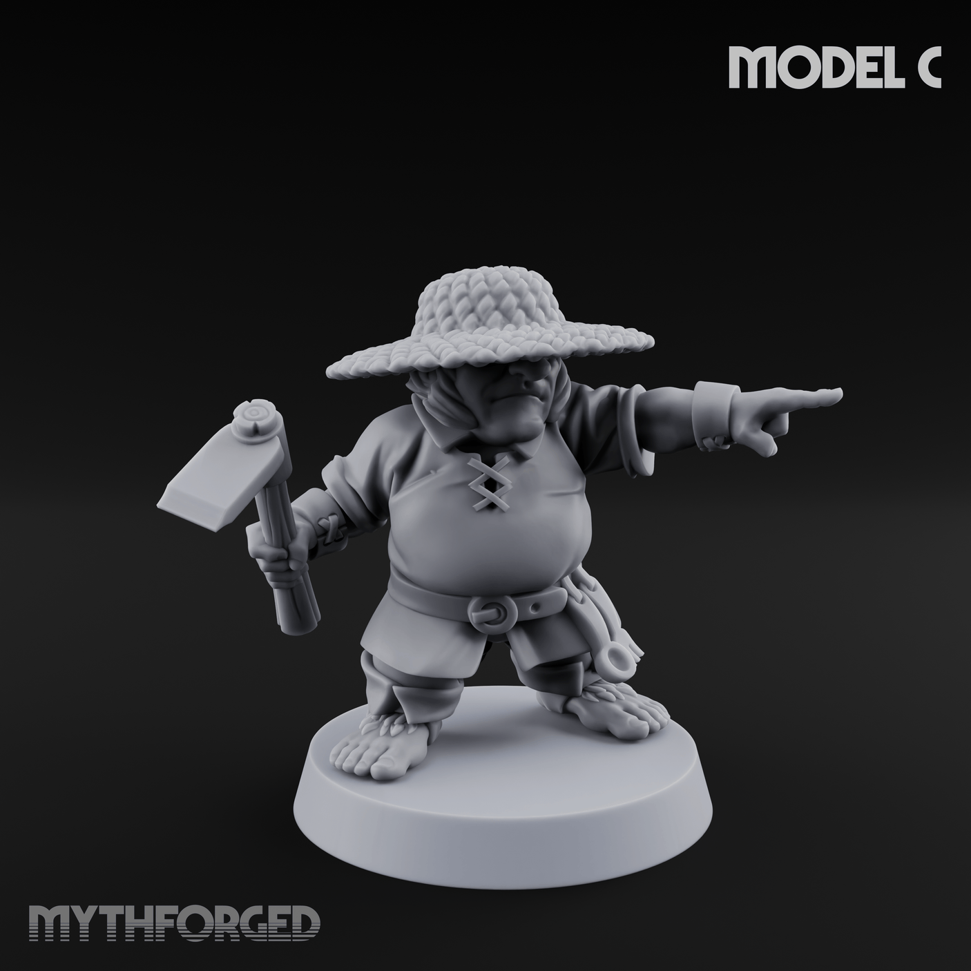 Makeshift Weapons Held High Halfling Militia Miniature for Dungeons and Dragons, Pathfinder or other TTRPGs