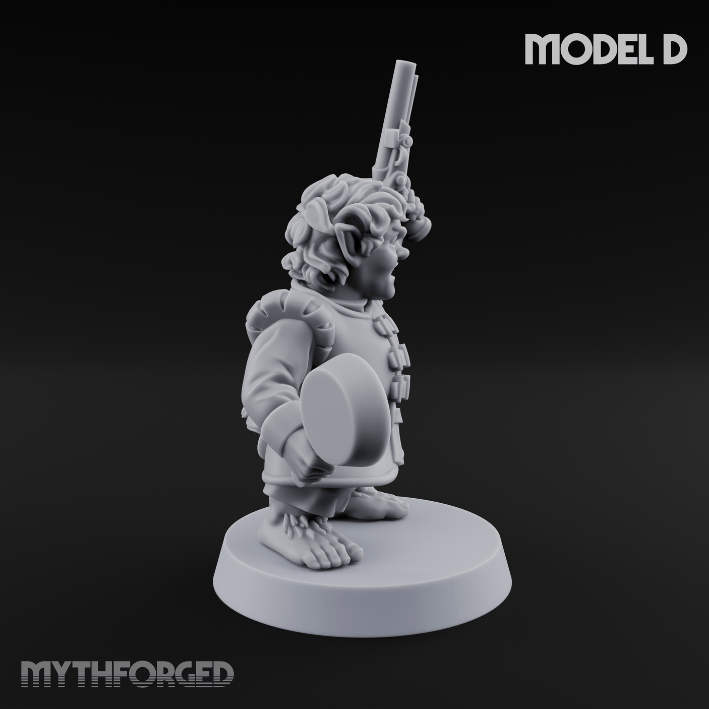 Makeshift Weapons Held High Halfling Militia D Miniature for Dungeons and Dragons, Pathfinder or other TTRPGs