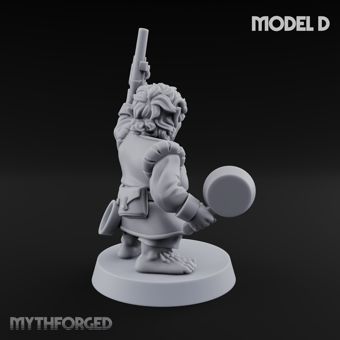 Makeshift Weapons Held High Halfling Militia D Miniature for Dungeons and Dragons, Pathfinder or other TTRPGs