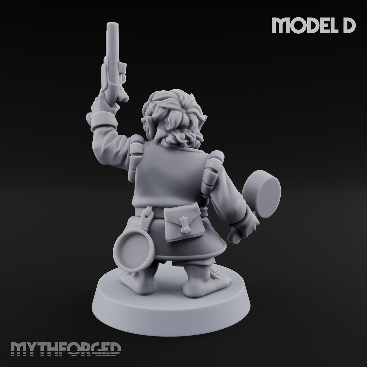 Makeshift Weapons Held High Halfling Militia D Miniature for Dungeons and Dragons, Pathfinder or other TTRPGs