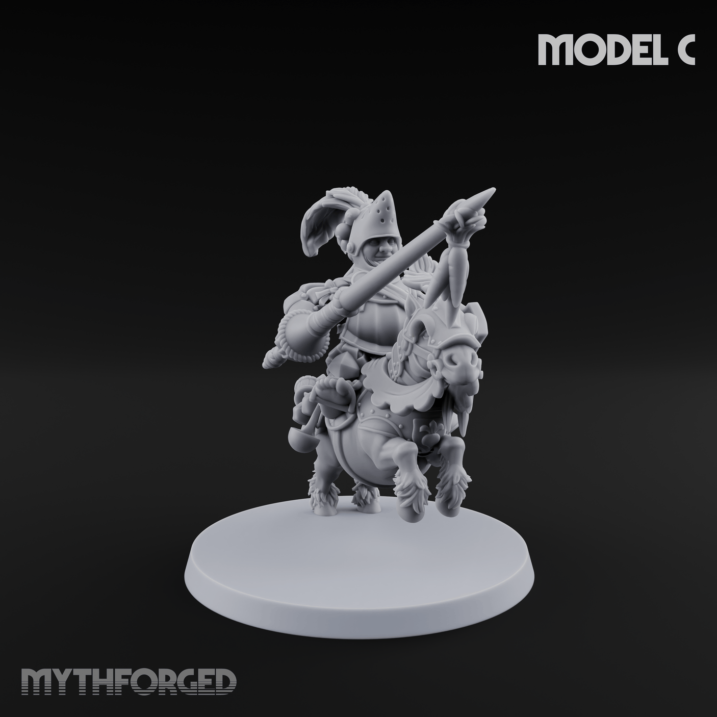Forking Forward Halfling Pony Riders C Miniature for Dungeons and Dragons, Pathfinder or other TTRPGs