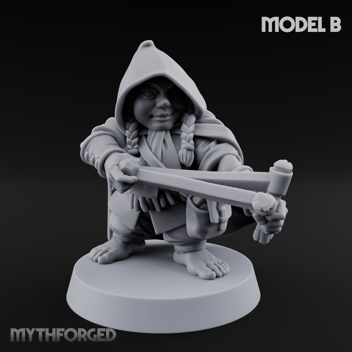 Ready To Fling Halfling Slingers B Miniature for Dungeons and Dragons, Pathfinder or other TTRPGs