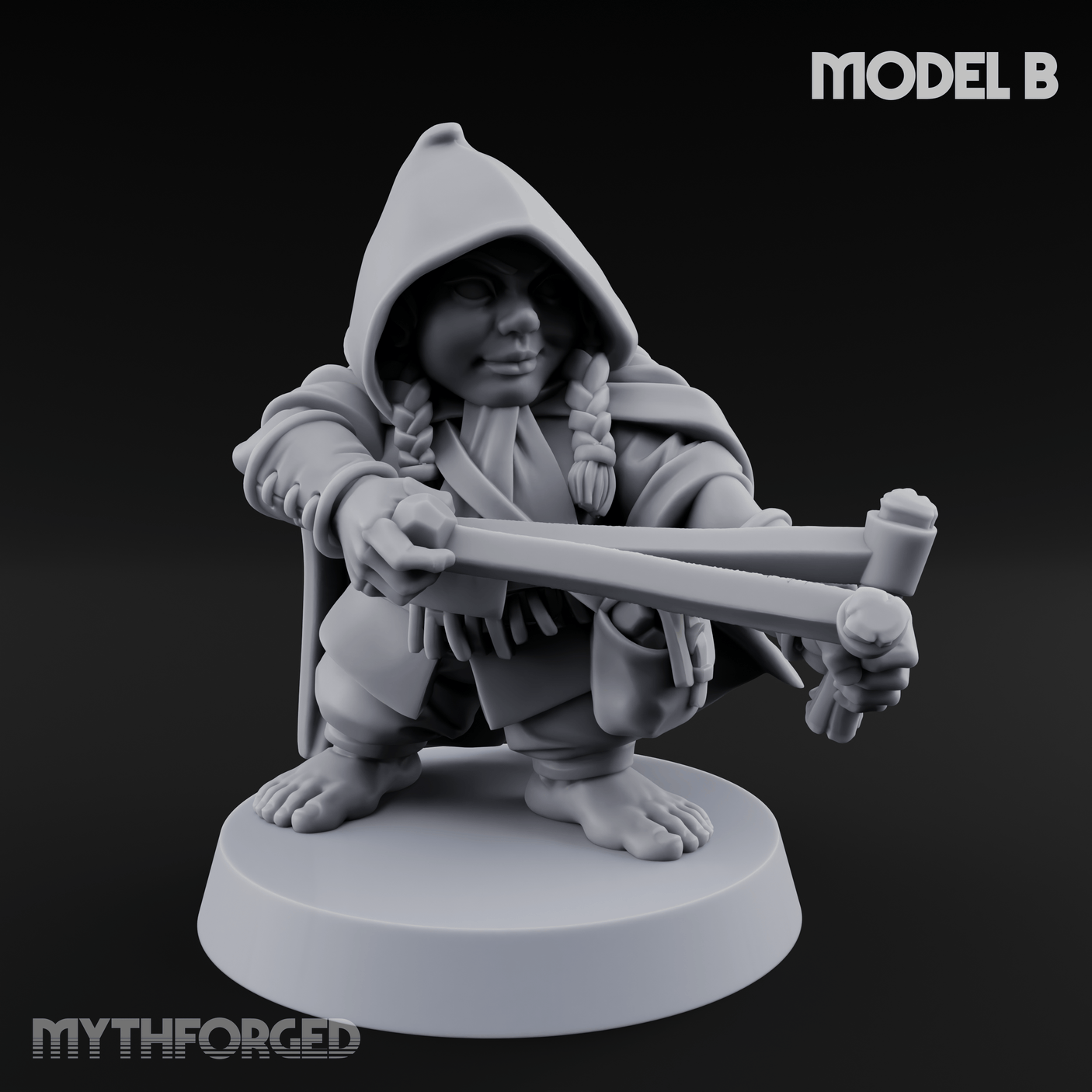 Ready To Fling Halfling Slingers B Miniature for Dungeons and Dragons, Pathfinder or other TTRPGs