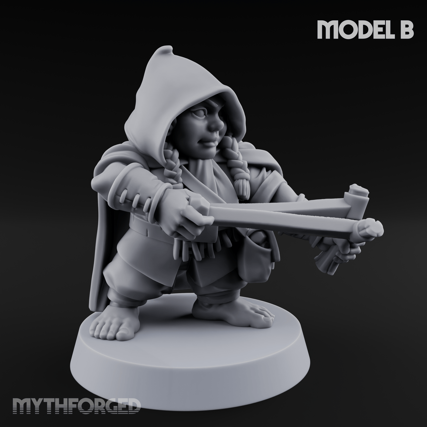 Ready To Fling Halfling Slingers B Miniature for Dungeons and Dragons, Pathfinder or other TTRPGs