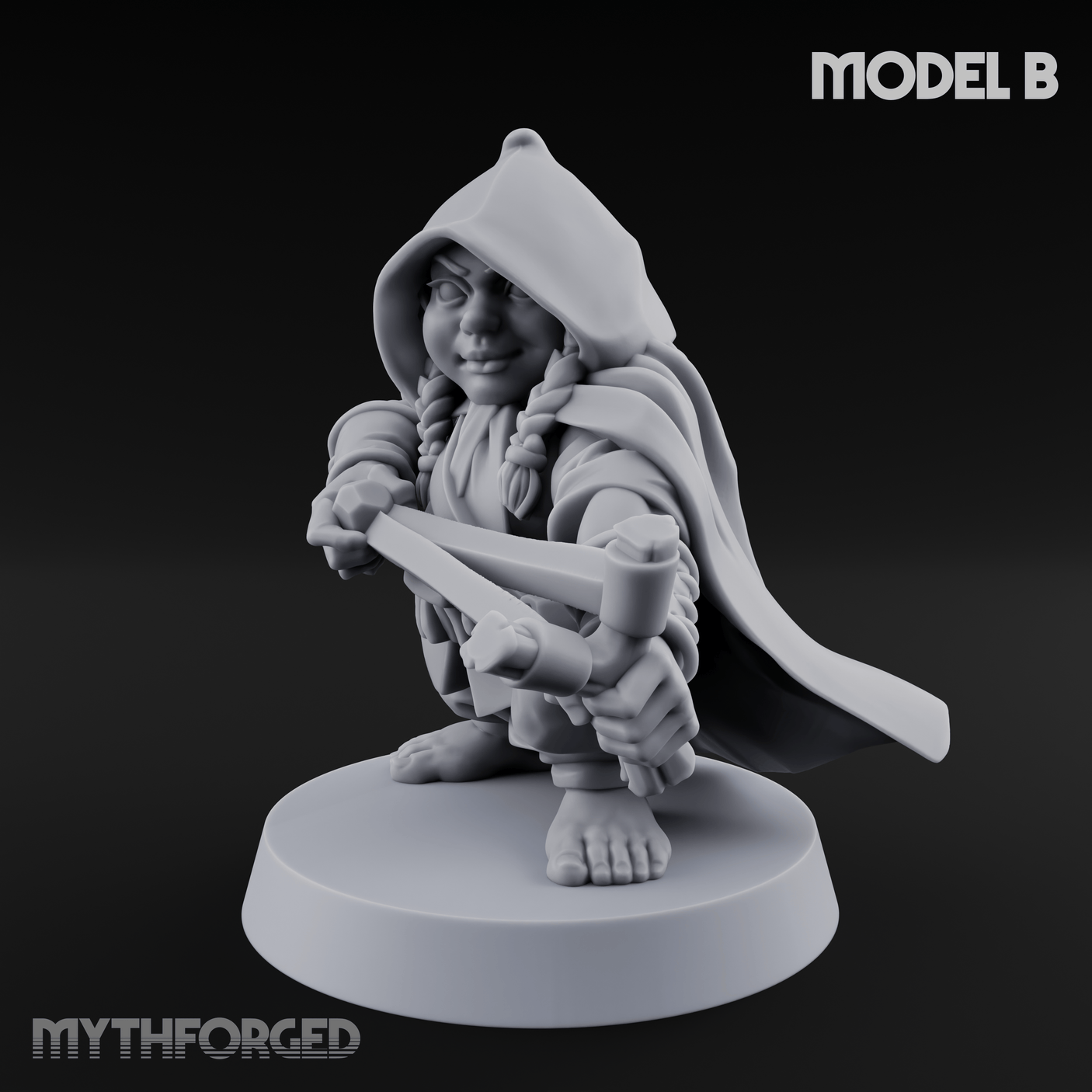Ready To Fling Halfling Slingers B Miniature for Dungeons and Dragons, Pathfinder or other TTRPGs