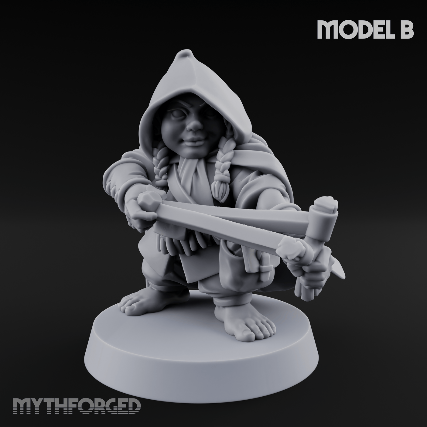 Ready To Fling Halfling Slingers B Miniature for Dungeons and Dragons, Pathfinder or other TTRPGs