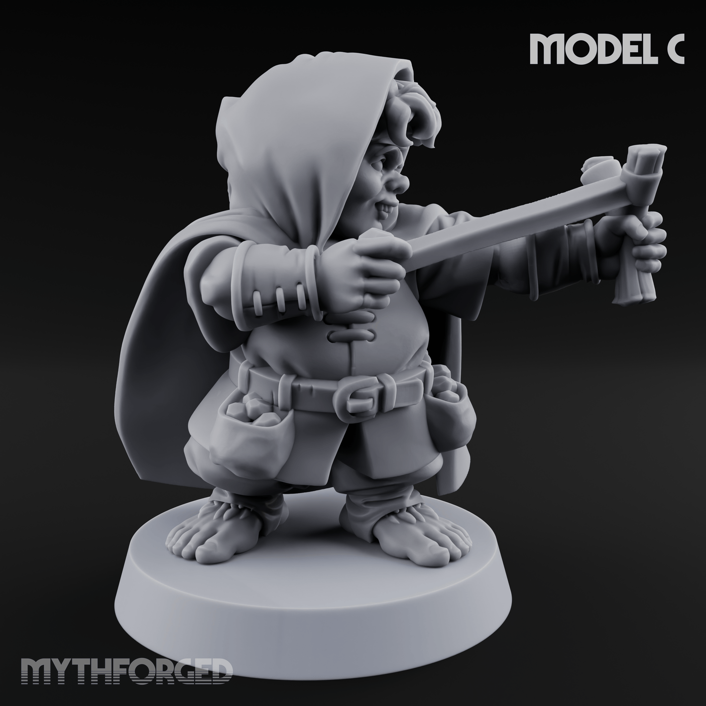 Ready To Fling Halfling Slingers C Miniature for Dungeons and Dragons, Pathfinder or other TTRPGs