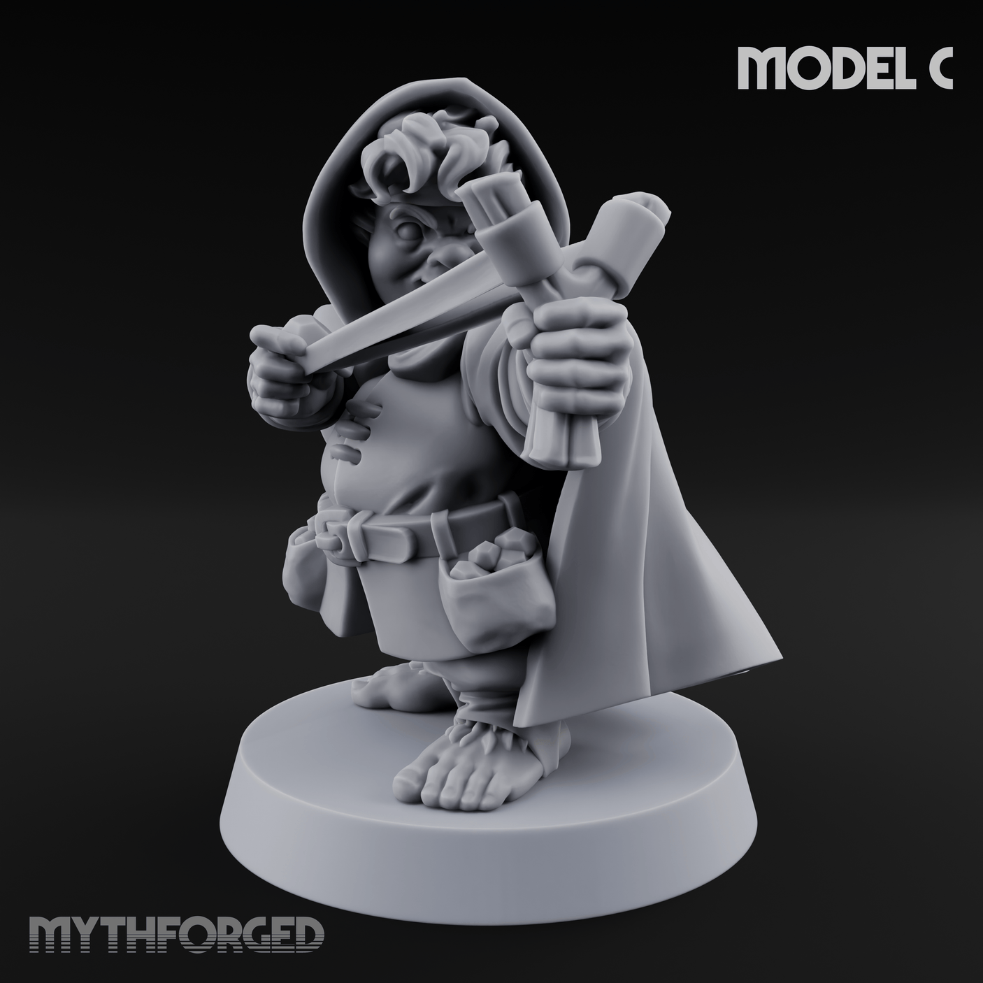 Ready To Fling Halfling Slingers C Miniature for Dungeons and Dragons, Pathfinder or other TTRPGs