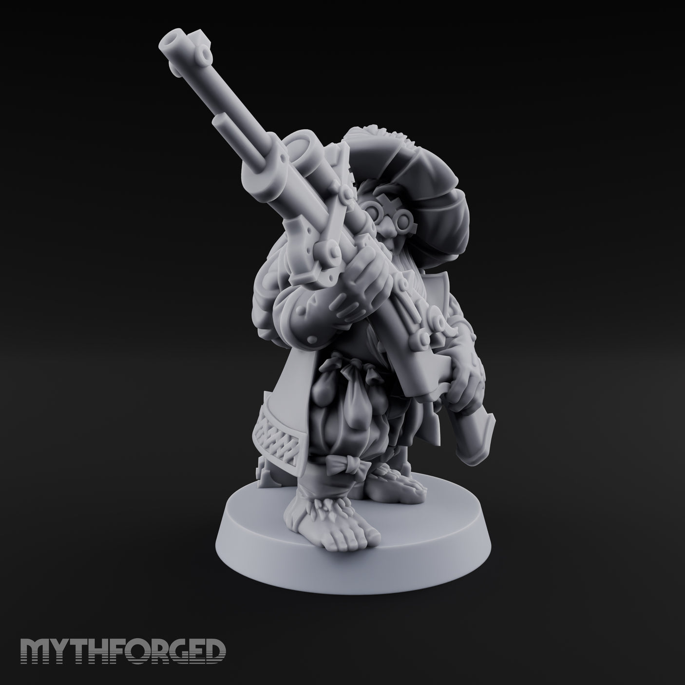 Long Barrel Aiming Halfling Sharpshooter Miniature for Dungeons and Dragons, Pathfinder or other TTRPGs