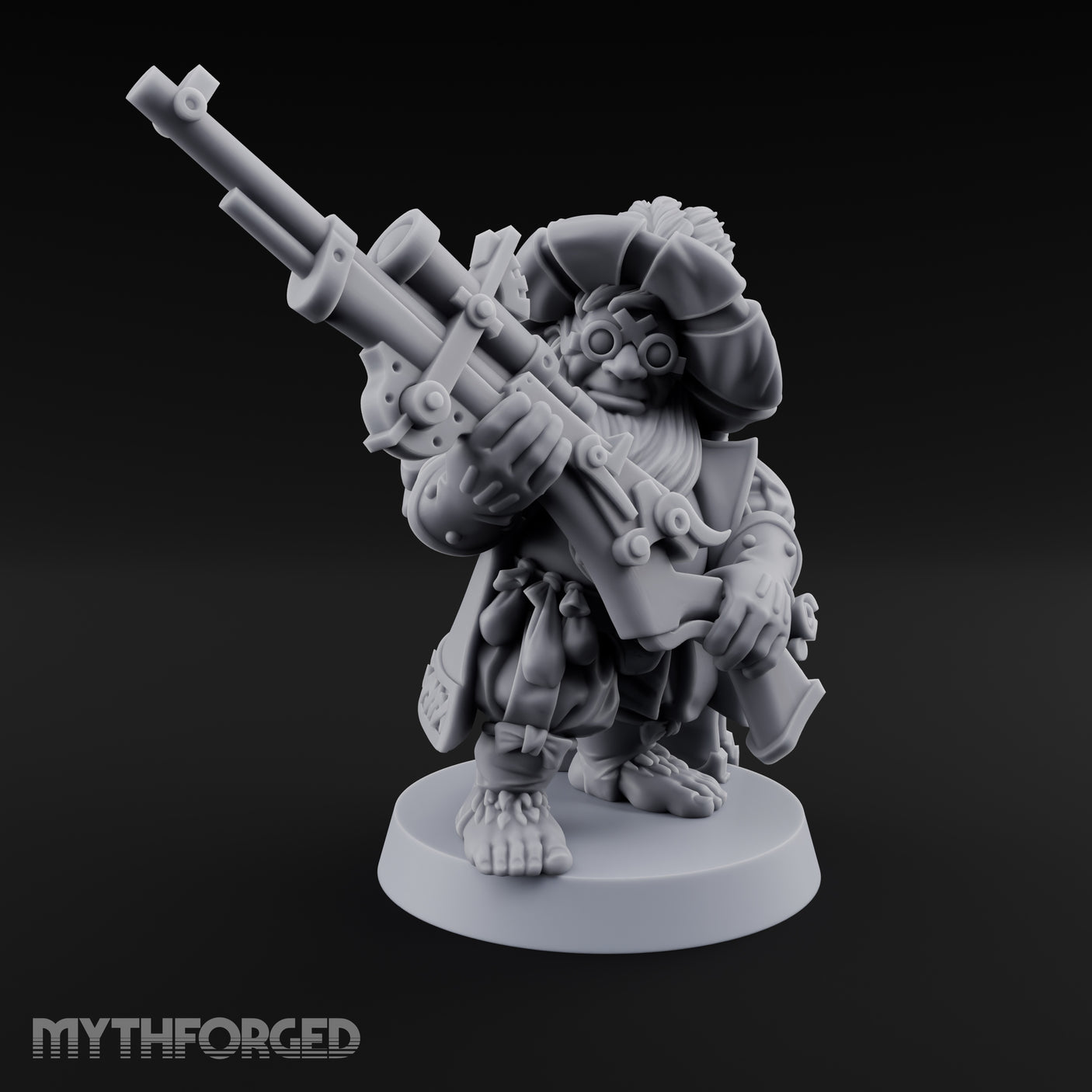 Long Barrel Aiming Halfling Sharpshooter Miniature for Dungeons and Dragons, Pathfinder or other TTRPGs