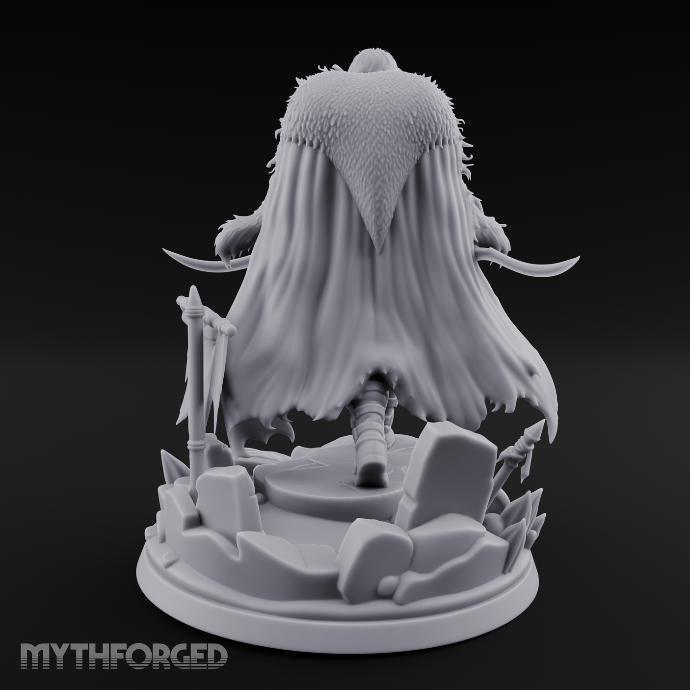 Fur Cloaked Striding Human Ranger Miniature for Dungeons and Dragons, Pathfinder or other TTRPGs