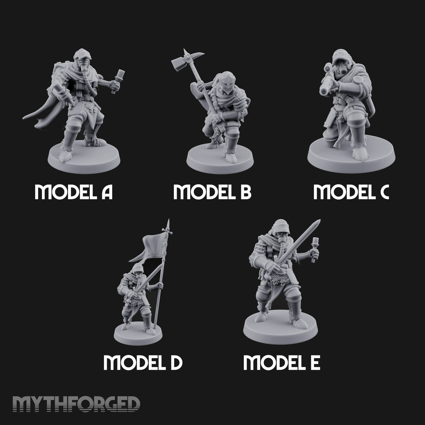 Hammer Axe Rifle Bearing Shocktroopers Miniature for Dungeons and Dragons, Pathfinder or other TTRPGs