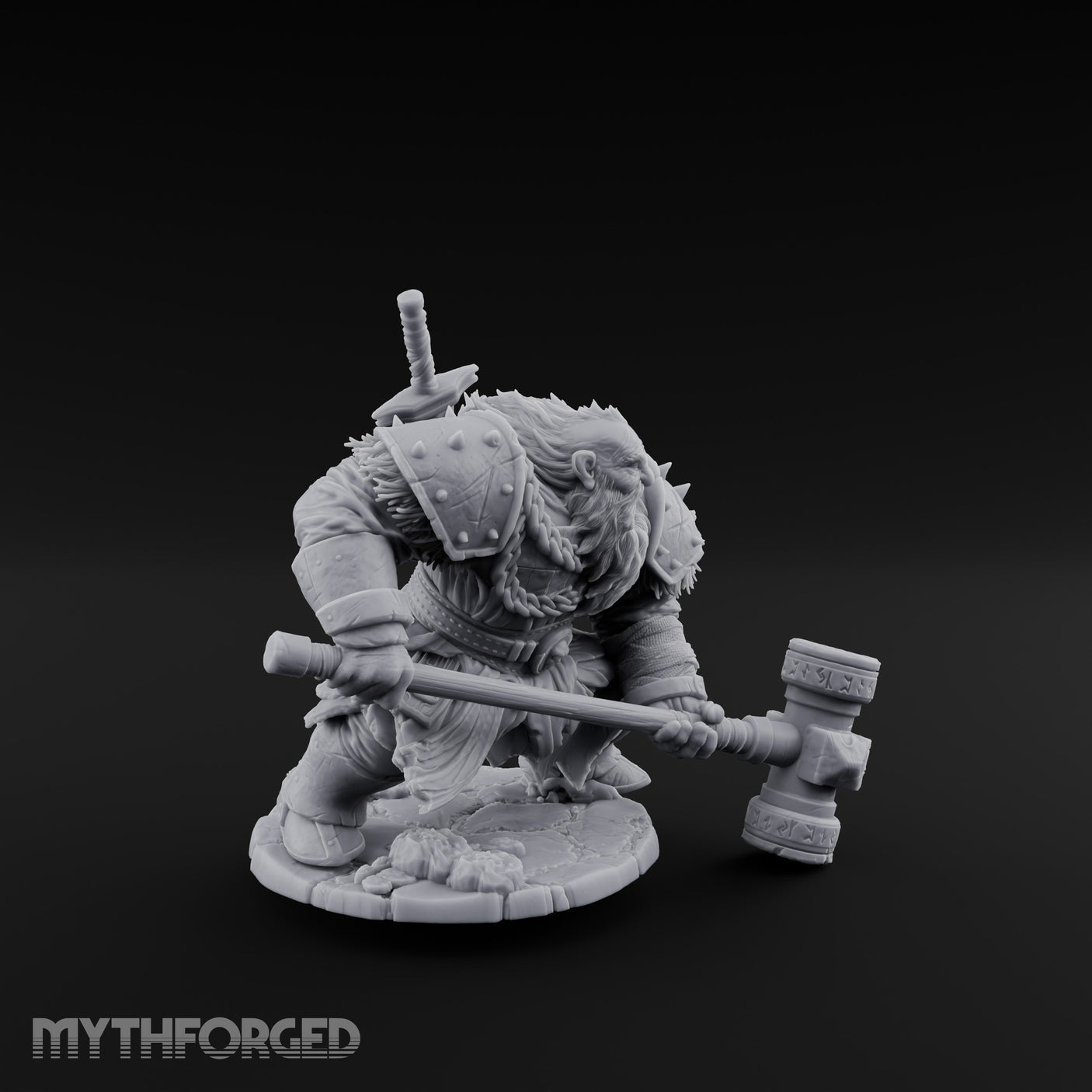 Hammer Dragging Dwarf Berserker Miniature for Dungeons and Dragons, Pathfinder or other TTRPGs
