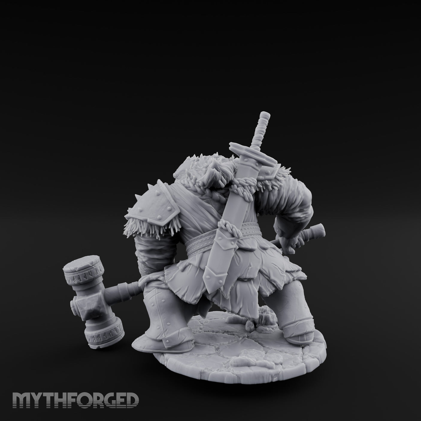 Hammer Dragging Dwarf Berserker Miniature for Dungeons and Dragons, Pathfinder or other TTRPGs