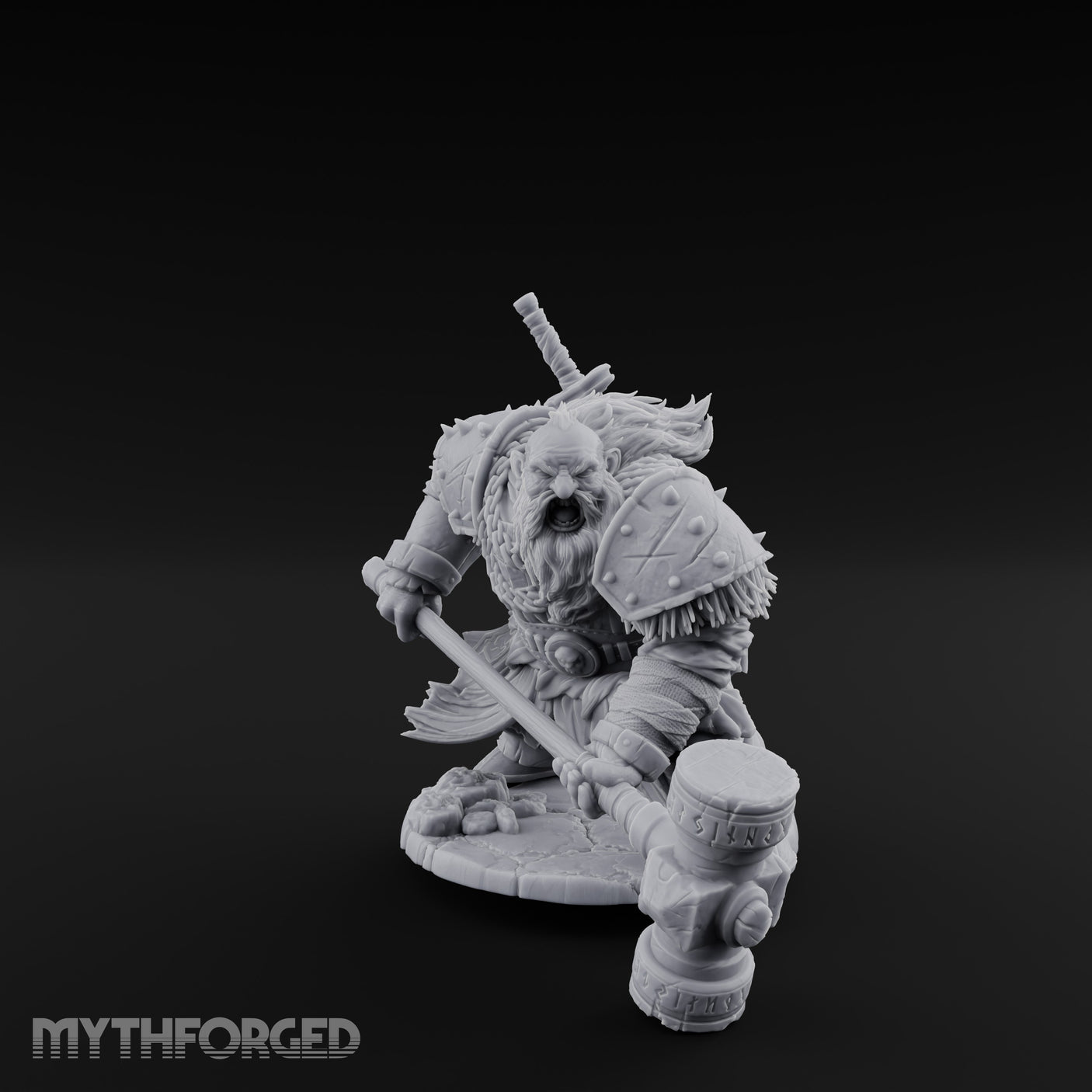 Hammer Dragging Dwarf Berserker Miniature for Dungeons and Dragons, Pathfinder or other TTRPGs