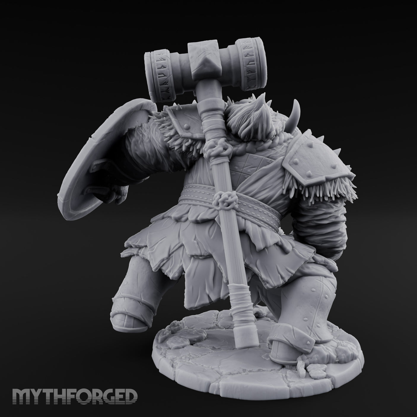 Hammer Raised Axe Lunging Dwarf Berserker Miniature for Dungeons and Dragons, Pathfinder or other TTRPGs