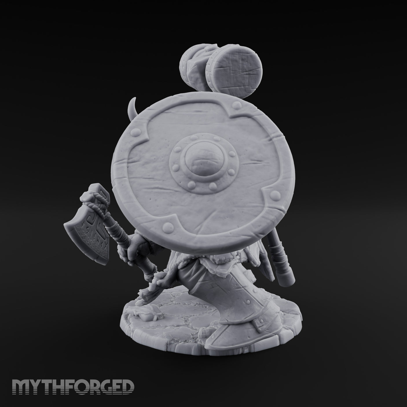 Hammer Raised Axe Lunging Dwarf Berserker Miniature for Dungeons and Dragons, Pathfinder or other TTRPGs