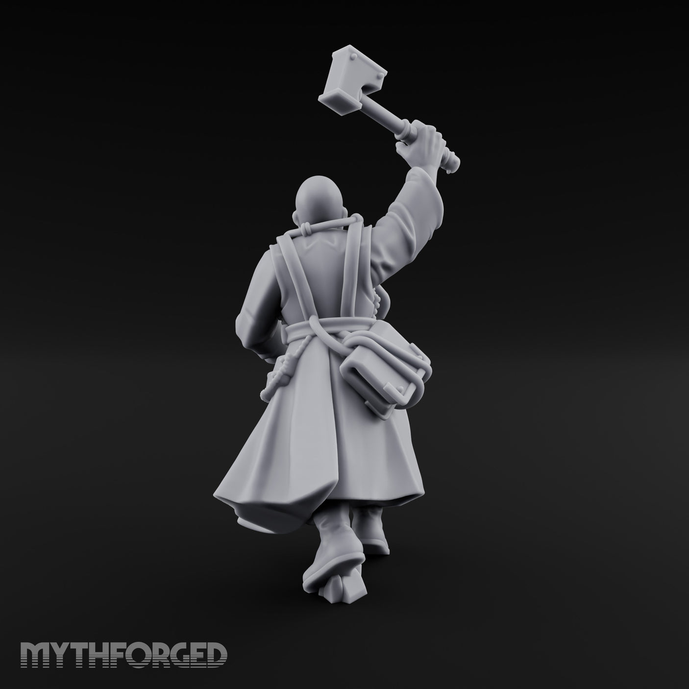 Hammer Raised Bellowing Human Battle Priest Miniature for Dungeons and Dragons, Pathfinder or other TTRPGs