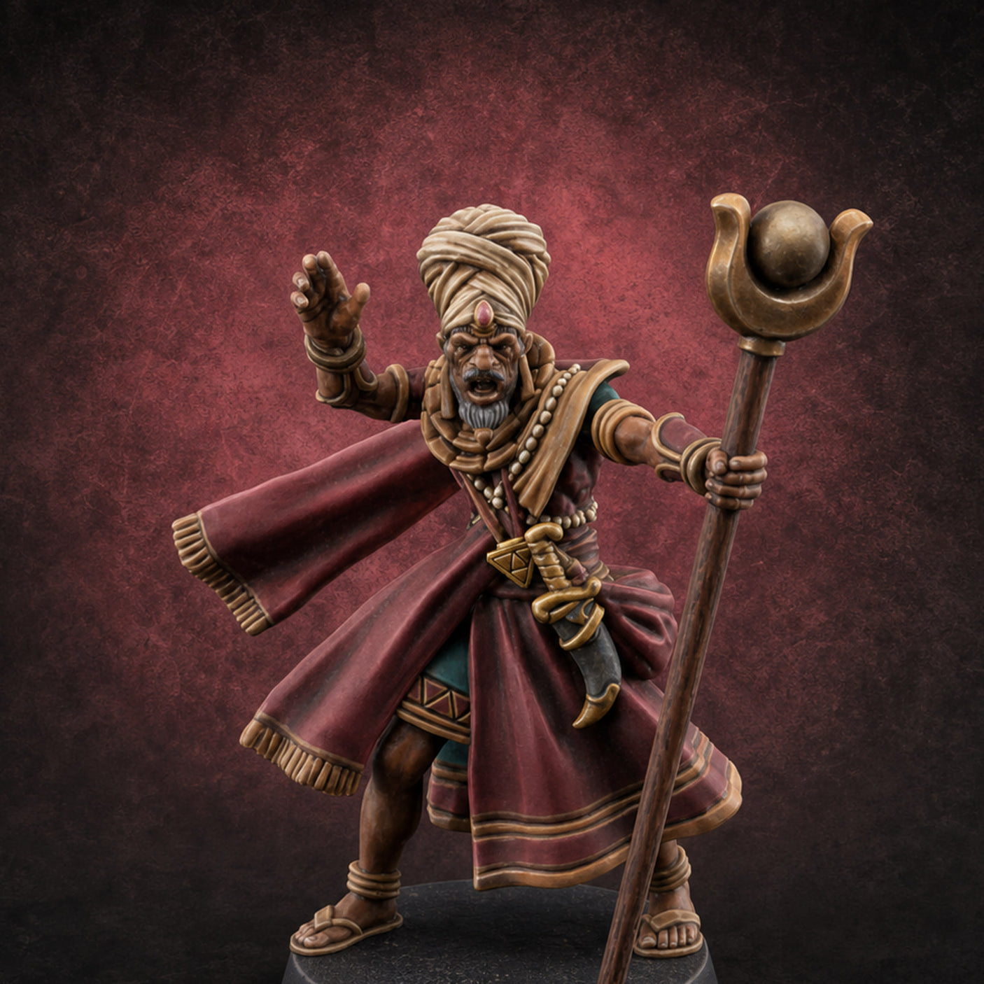 Hand Gesturing Ancient Priest — painted concept preview (miniature supplied unpainted)