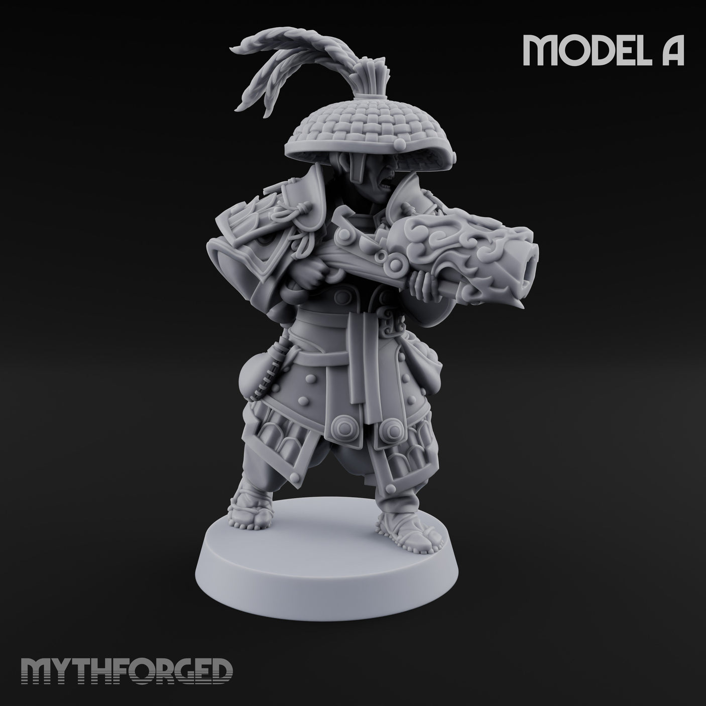 Hand Mortar Lugging Thunder Warrior A Miniature for Dungeons and Dragons, Pathfinder or other TTRPGs