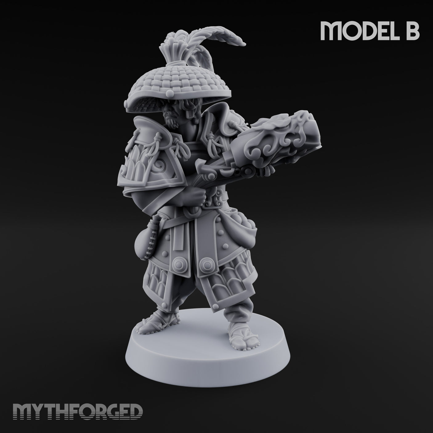 Hand Mortar Lugging Thunder Warrior B Miniature for Dungeons and Dragons, Pathfinder or other TTRPGs