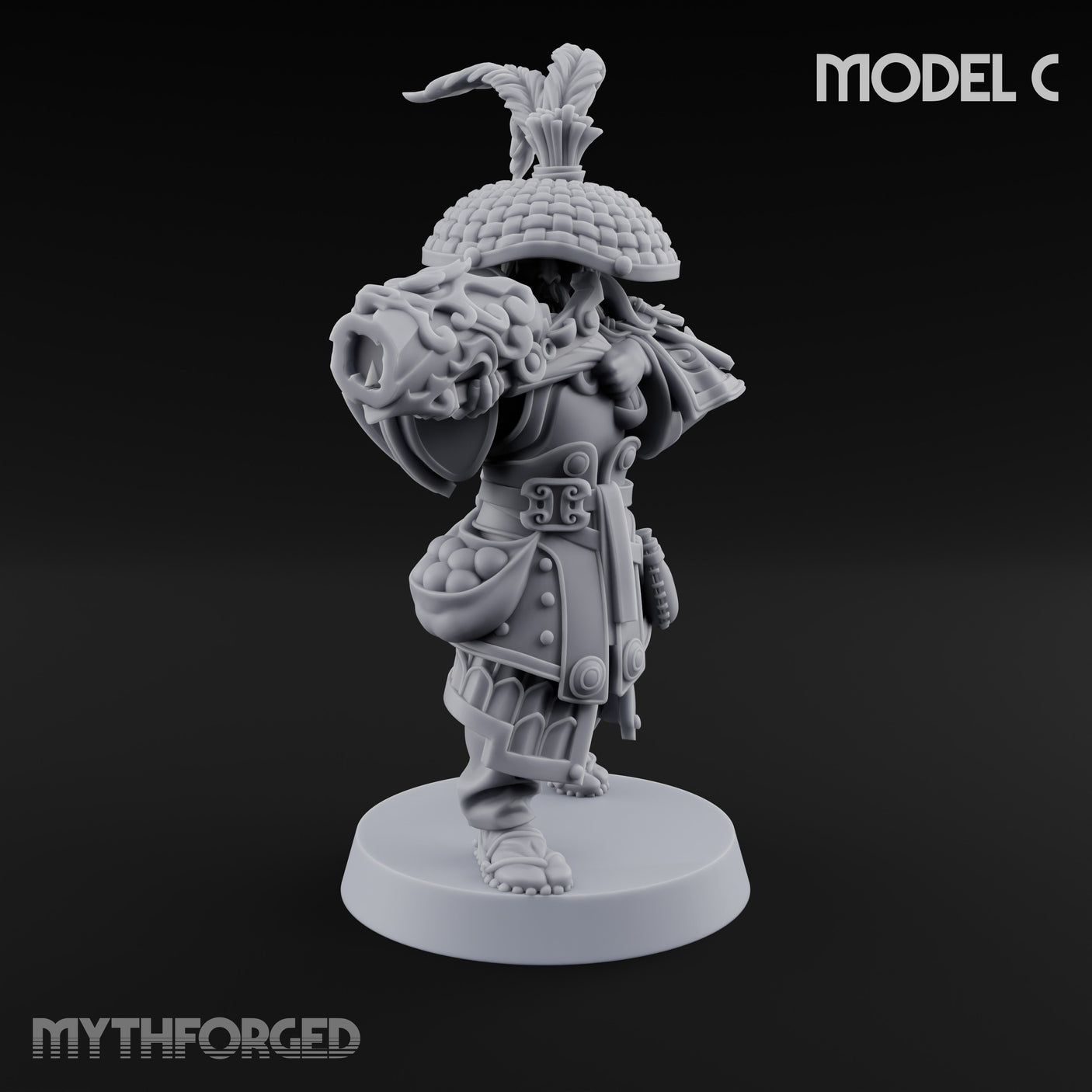 Hand Mortar Lugging Thunder Warrior C Miniature for Dungeons and Dragons, Pathfinder or other TTRPGs