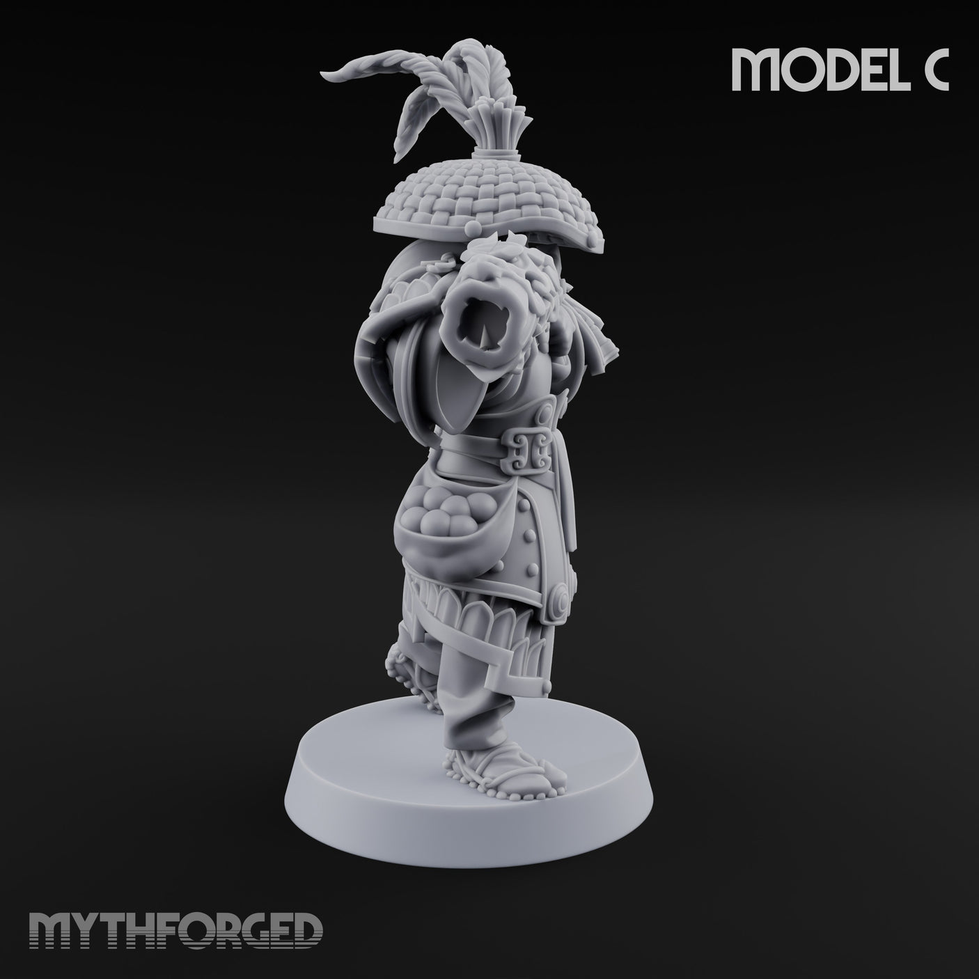 Hand Mortar Lugging Thunder Warrior C Miniature for Dungeons and Dragons, Pathfinder or other TTRPGs