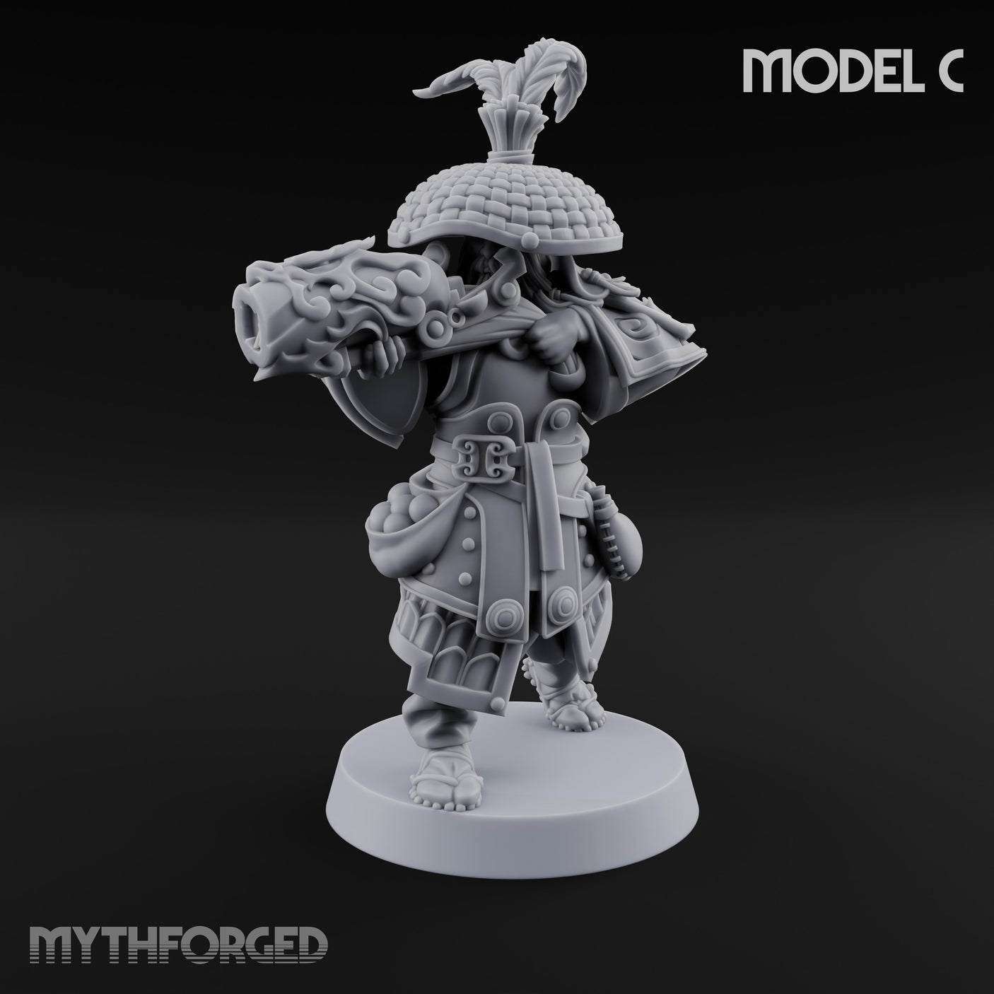 Hand Mortar Lugging Thunder Warrior C Miniature for Dungeons and Dragons, Pathfinder or other TTRPGs