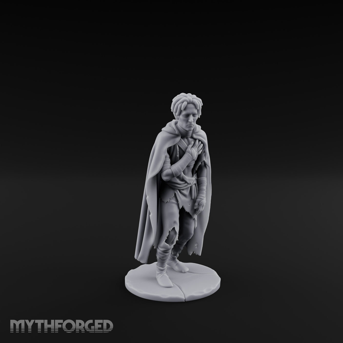Hand On Heart Human Beggar Miniature for Dungeons and Dragons, Pathfinder or other TTRPGs