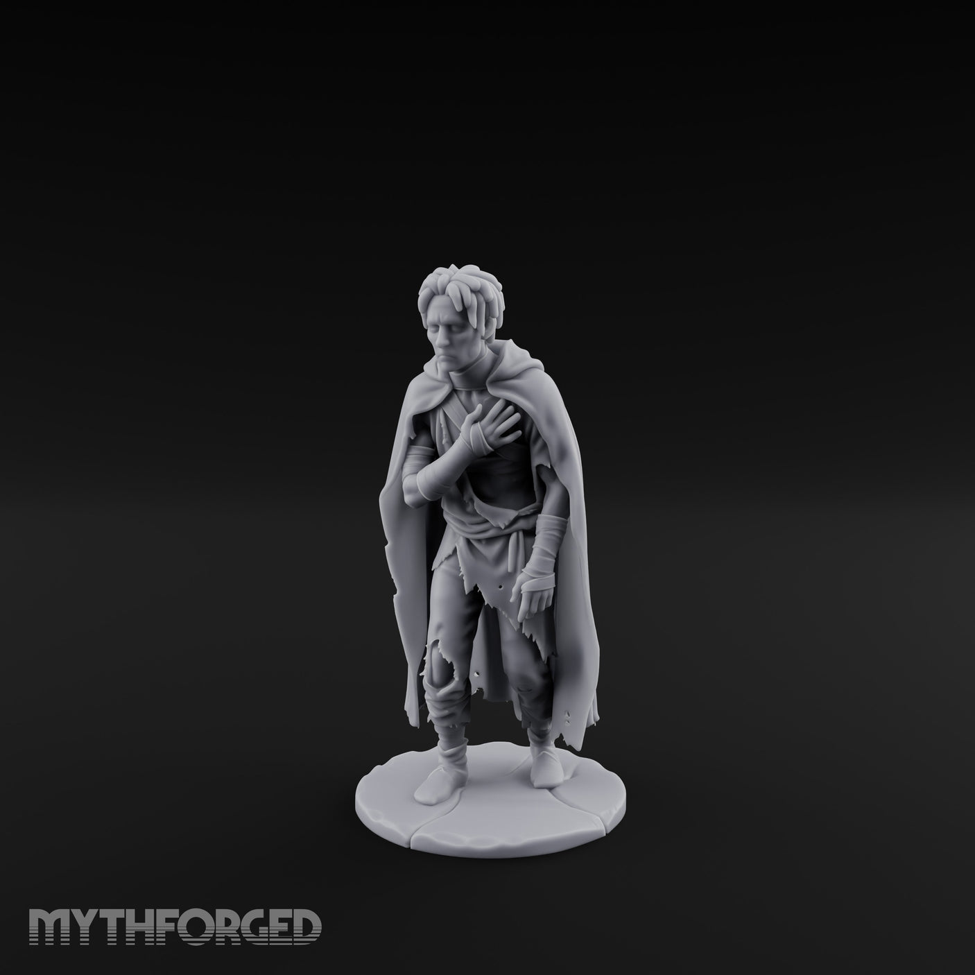 Hand On Heart Human Beggar Miniature for Dungeons and Dragons, Pathfinder or other TTRPGs