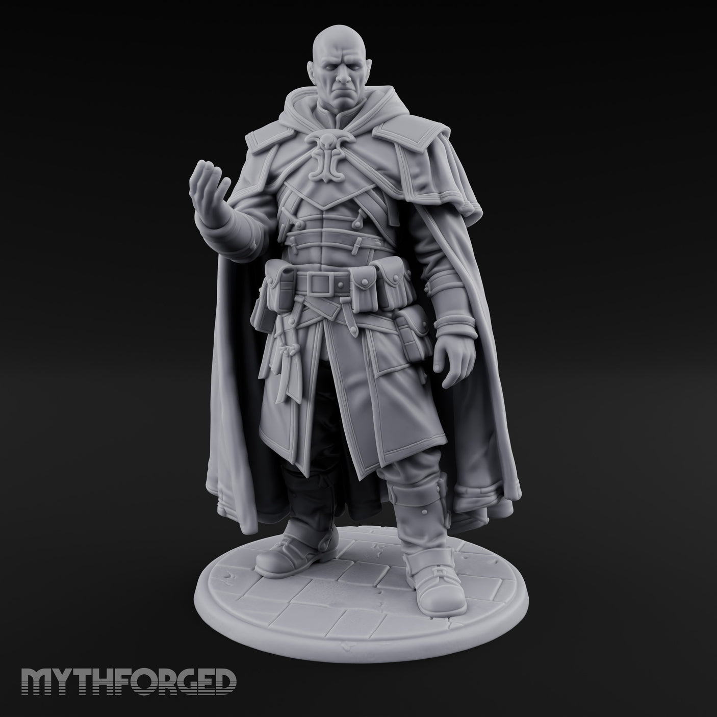 Hand Raising Human Inquisitor Miniature for Dungeons and Dragons, Pathfinder or other TTRPGs