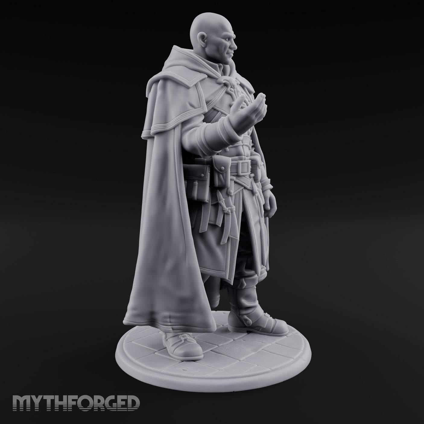 Hand Raising Human Inquisitor Miniature for Dungeons and Dragons, Pathfinder or other TTRPGs