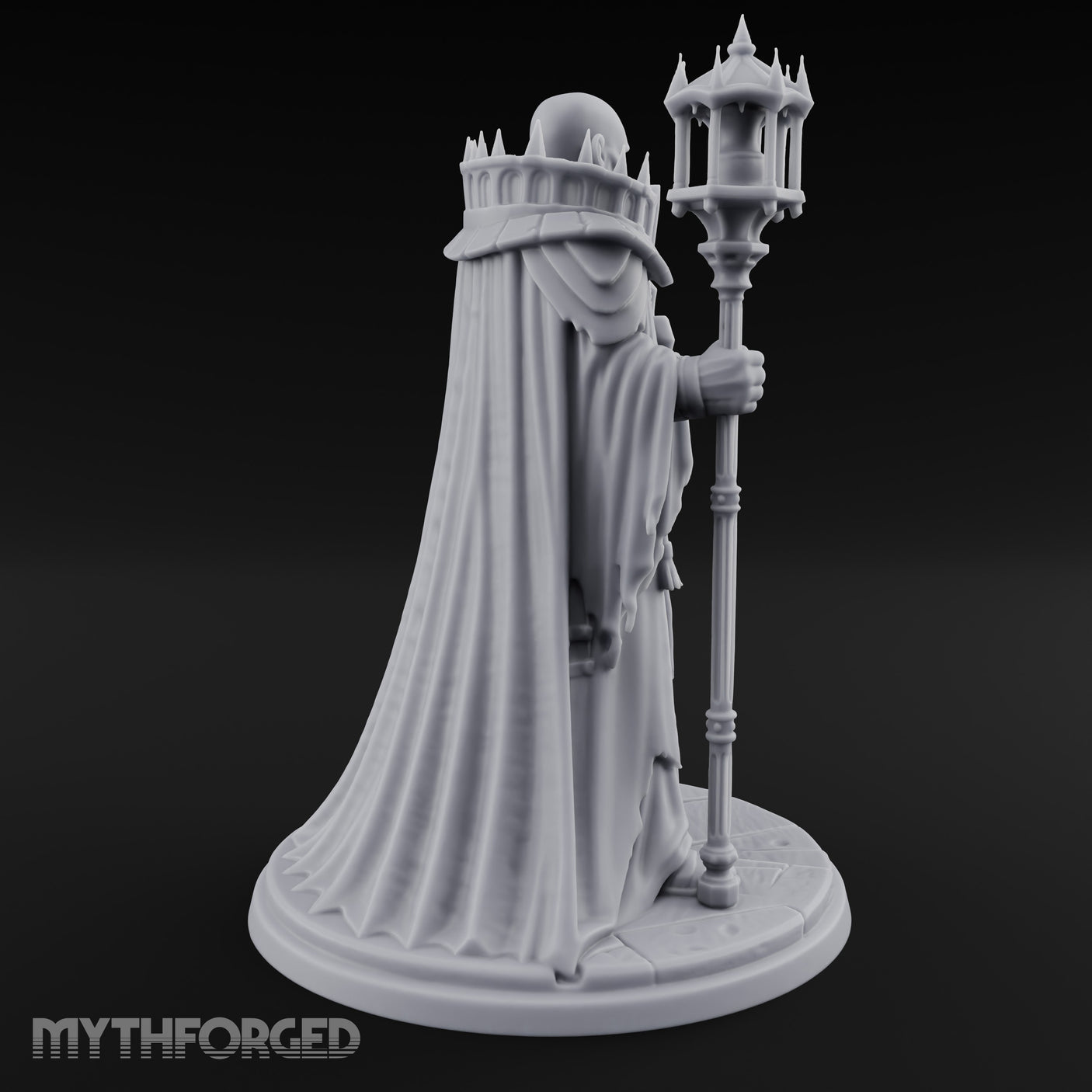 Hand Raising Staff Bearing Human Death Priest Miniature for Dungeons and Dragons, Pathfinder or other TTRPGs