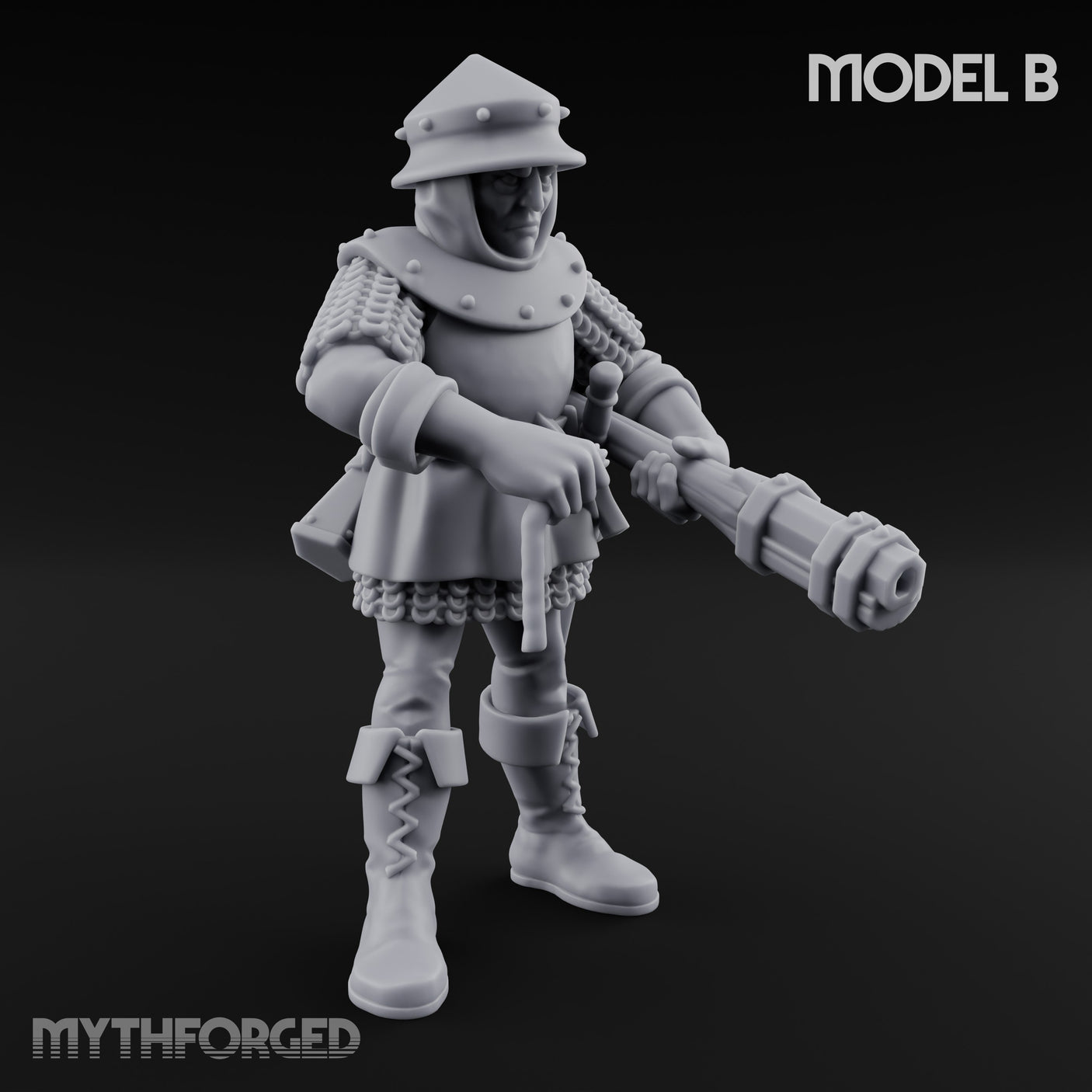 Handgun Clutching Human Handgunner B Miniature for Dungeons and Dragons, Pathfinder or other TTRPGs