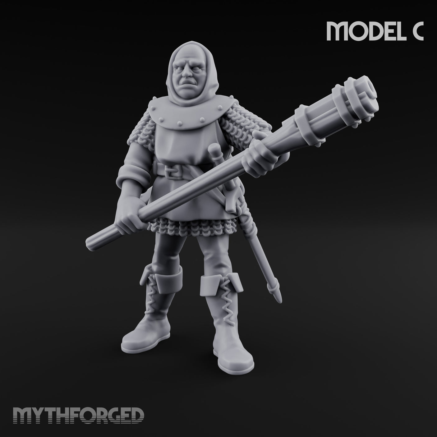 Handgun Clutching Human Handgunner C Miniature for Dungeons and Dragons, Pathfinder or other TTRPGs