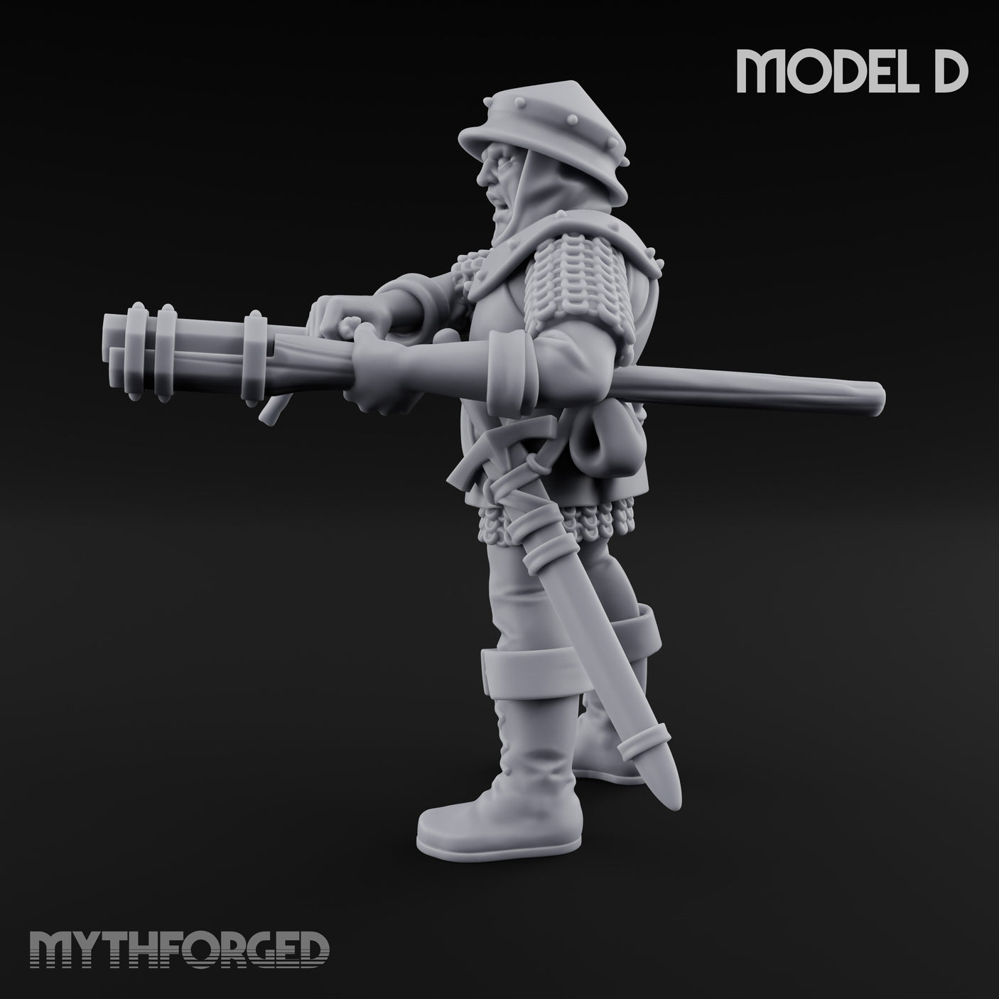Handgun Clutching Human Handgunner D Miniature for Dungeons and Dragons, Pathfinder or other TTRPGs