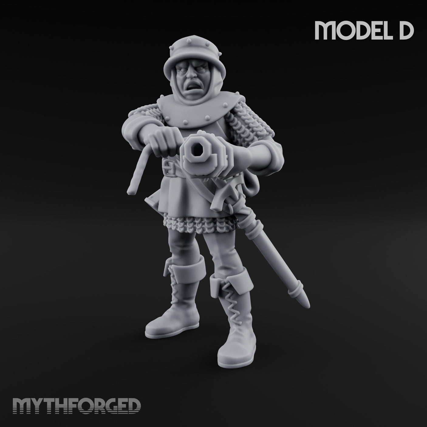 Handgun Clutching Human Handgunner D Miniature for Dungeons and Dragons, Pathfinder or other TTRPGs