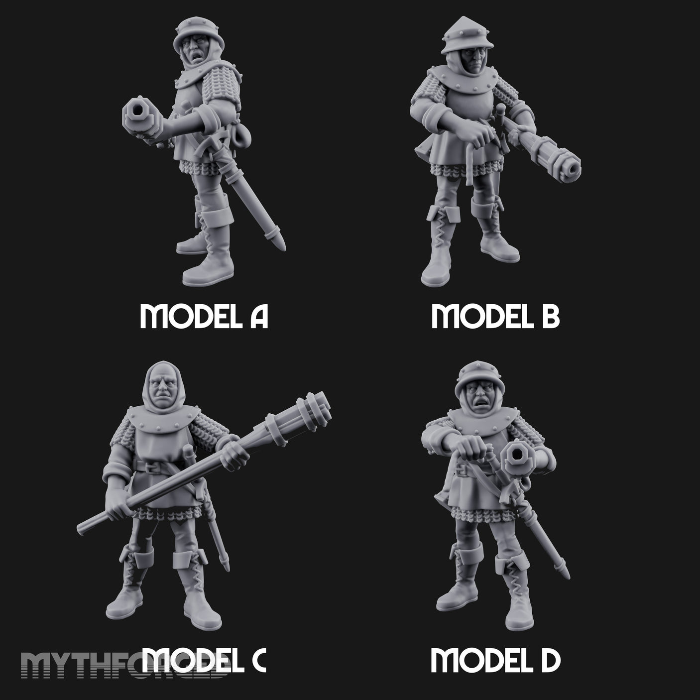 Handgun Clutching Human Handgunners Miniature for Dungeons and Dragons, Pathfinder or other TTRPGs