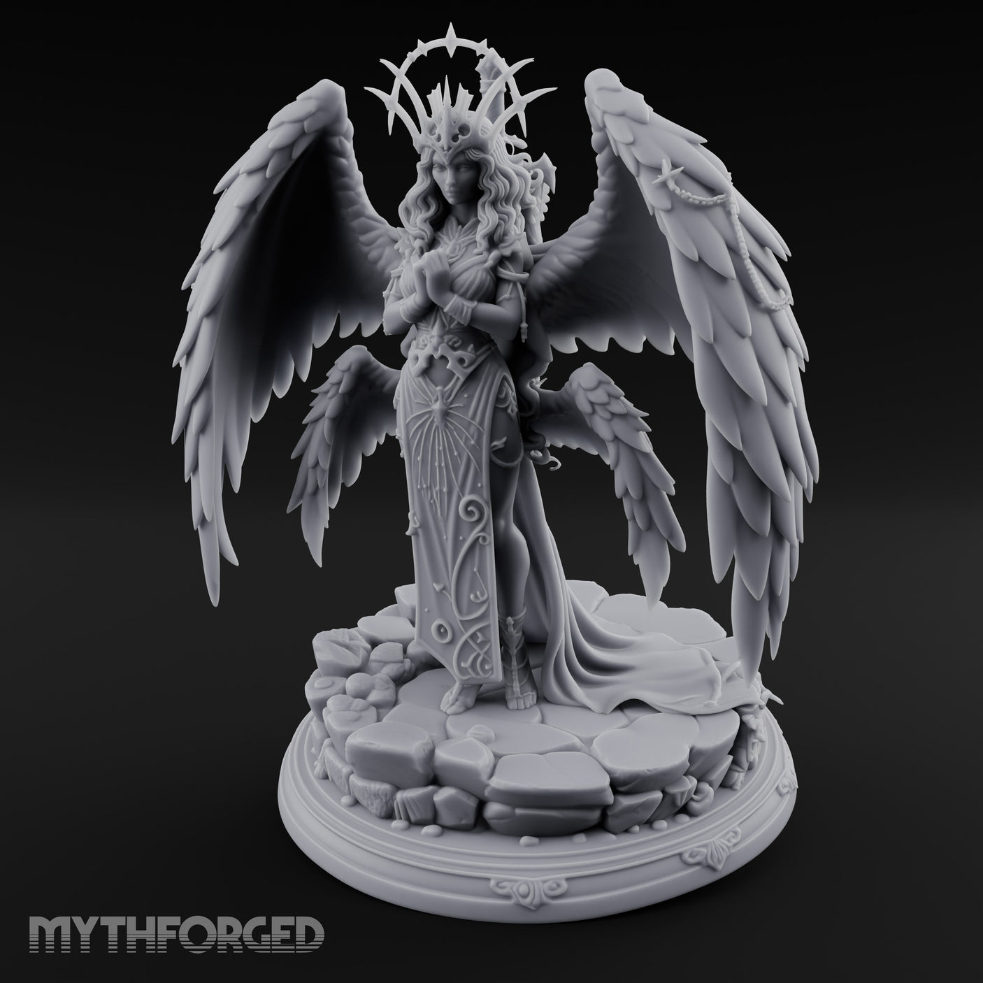 Hands Clasped Angel Priestess Miniature for Dungeons and Dragons, Pathfinder or other TTRPGs