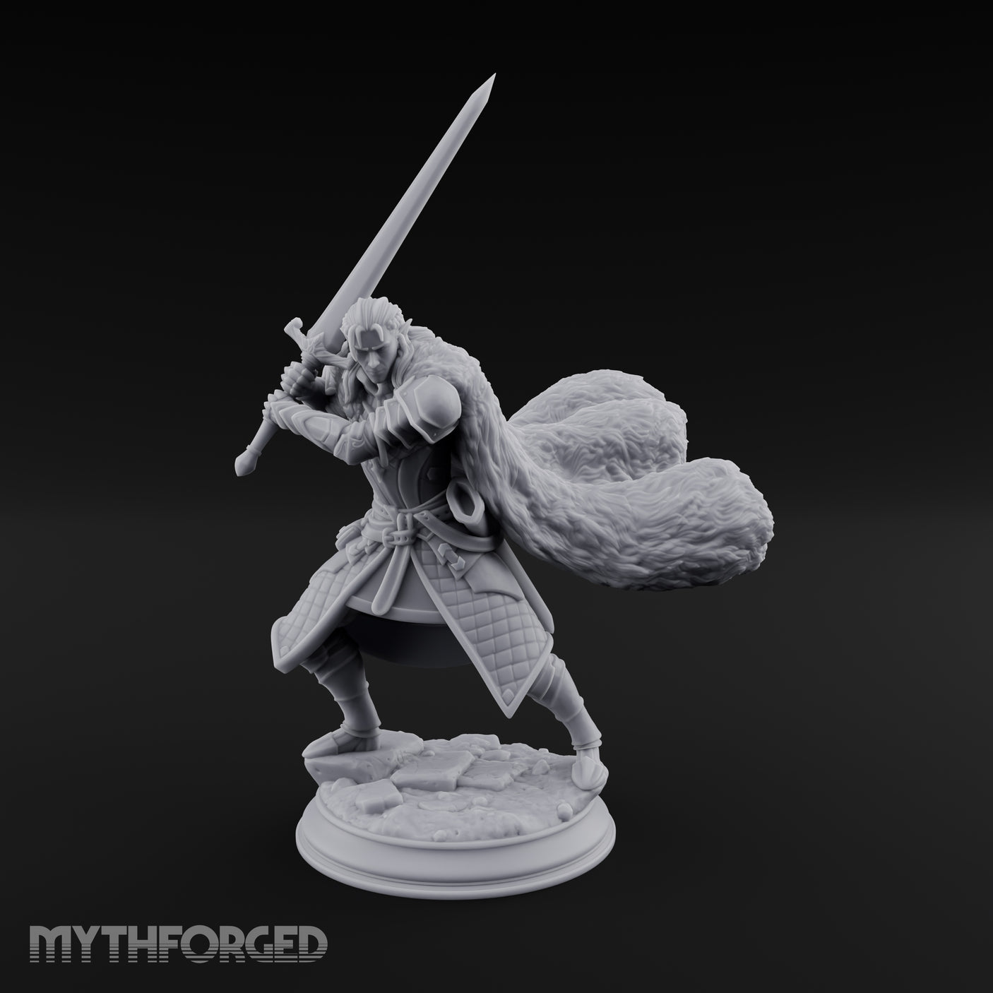 Cape Billowing Human Swordsman Miniature for Dungeons and Dragons, Pathfinder or other TTRPGs