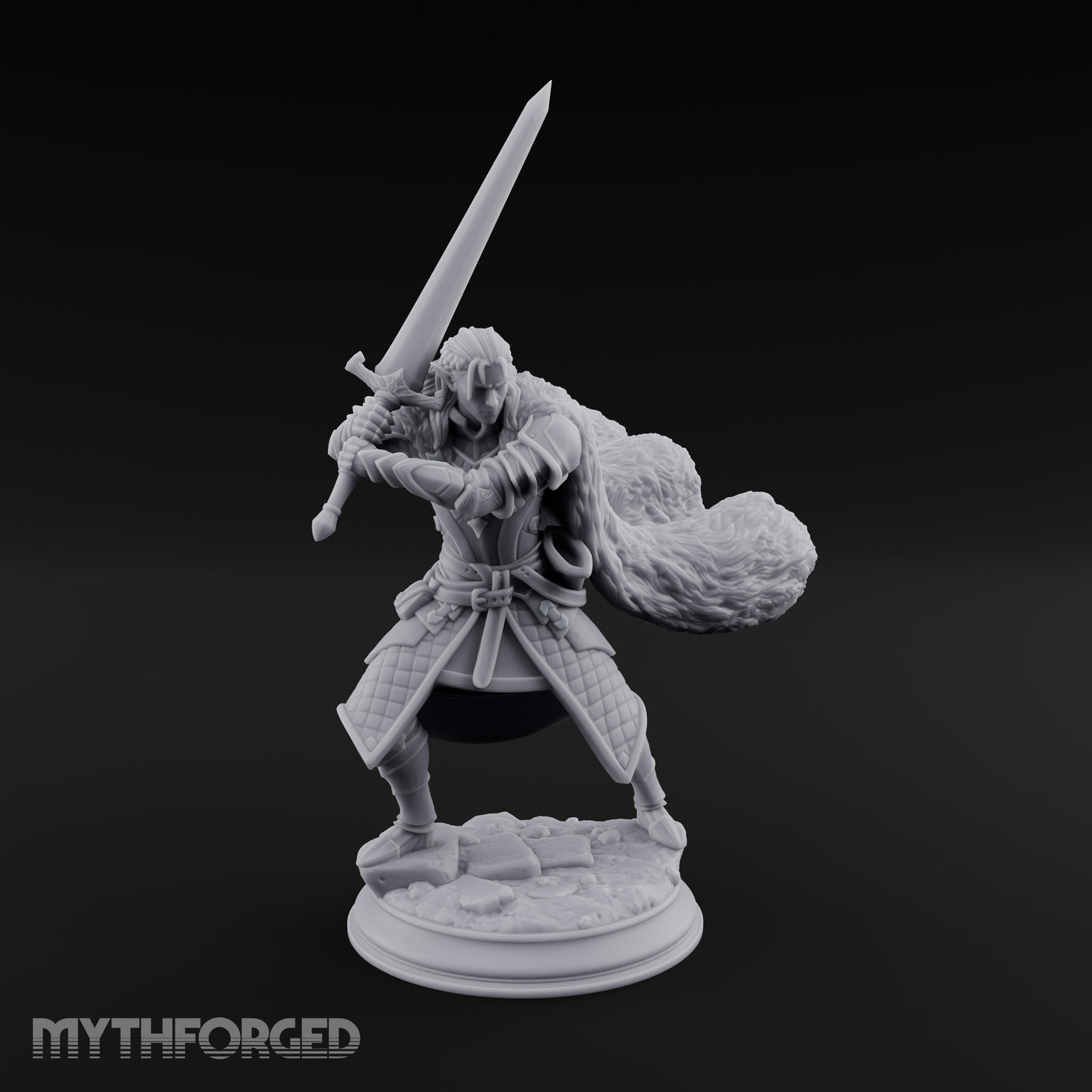 Cape Billowing Human Swordsman Miniature for Dungeons and Dragons, Pathfinder or other TTRPGs