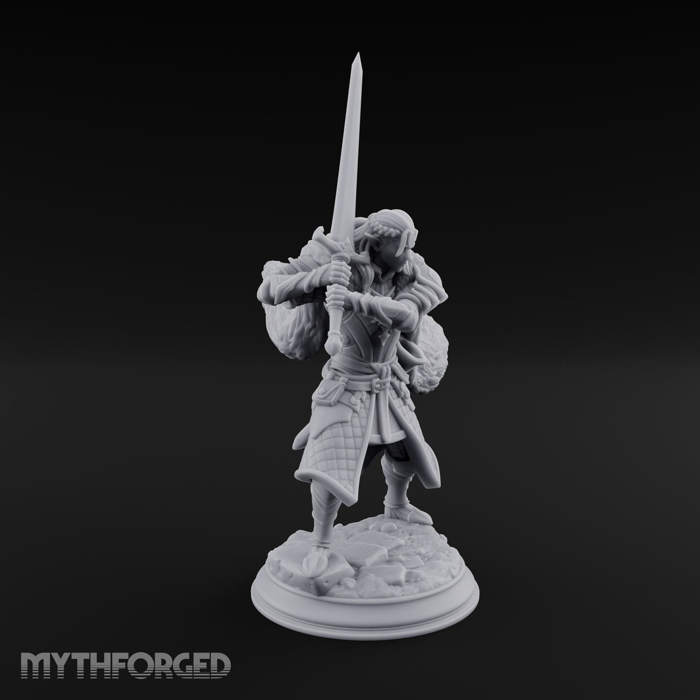 Cape Billowing Human Swordsman Miniature for Dungeons and Dragons, Pathfinder or other TTRPGs